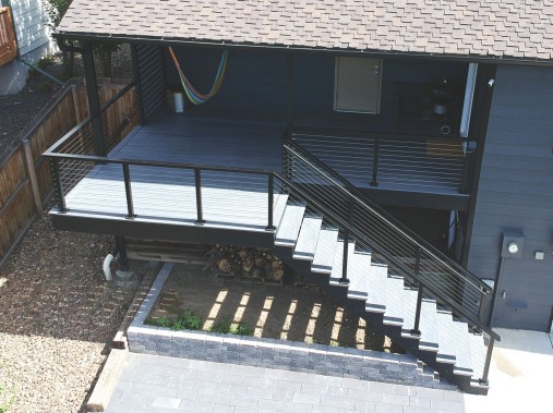 StoneCroft Construction, Deck Cable Railing, Colorado Springs Metal Frame Deck, Fortress Evolution Steel Frame, Fortress Infinity Decking, StoneCroft Steel Frame Stairs